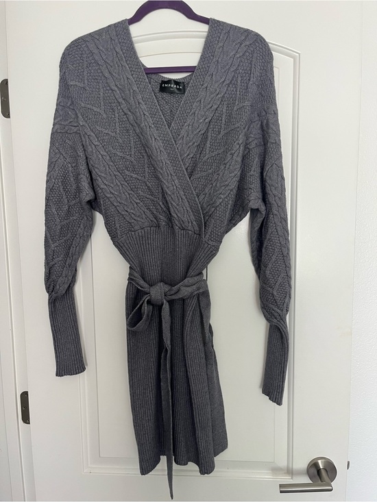 Emprada Dresses & Skirts - Emprada Cable Knit Wrap Cardigan in Heather Gray -Size Large